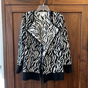 Andrea Jovine Zebra Print Open Cardigan Sweater - Black & White size M